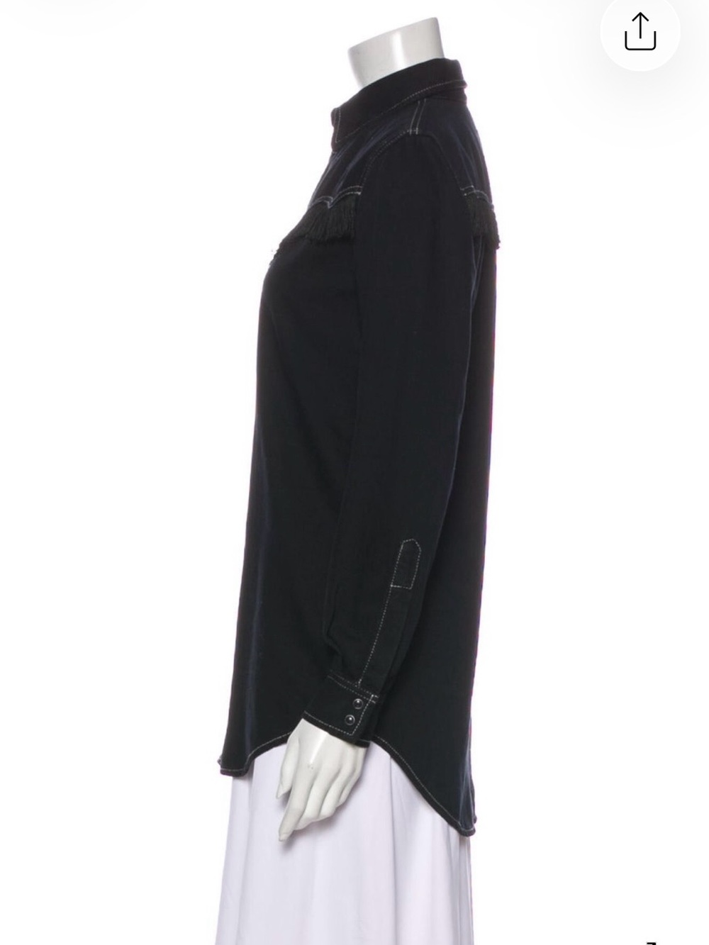 GANNI Fringe Western Shirt Black Contrast Stitch Denim Size EU 34 - Picture 4 of 12